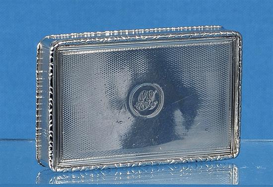 A William IV silver table snuff box, by Edward Edwards II, Length 3 ½”/88mm Width 2 ¼”/56mm Weight: 4.5oz/130grms